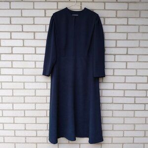 Amish Mennonite Cape Dress PLUS SIZE 48"B 41"W Navy Blue Crinkle Handmade